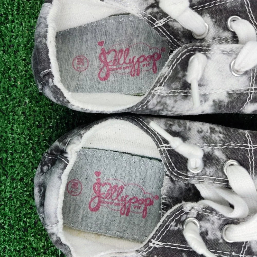 Jellypop Sneakers Womens 7.5 Black White Dallas Tie‎ Dye Canvas Slip On Comfort